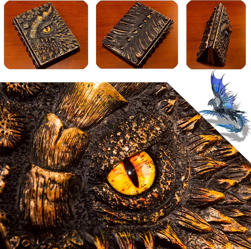 LZlightactor 3D Dragon Eye Embossed Journal,Resin Engraving Notebook,Dnd notebook for Dragon Lovers ，Blank Paper,Hardcover Travel Notepad for Writing,Sketchbook,Collection,Gift,Decoration A4 and A5 Size (A5-Glod) - Image 4